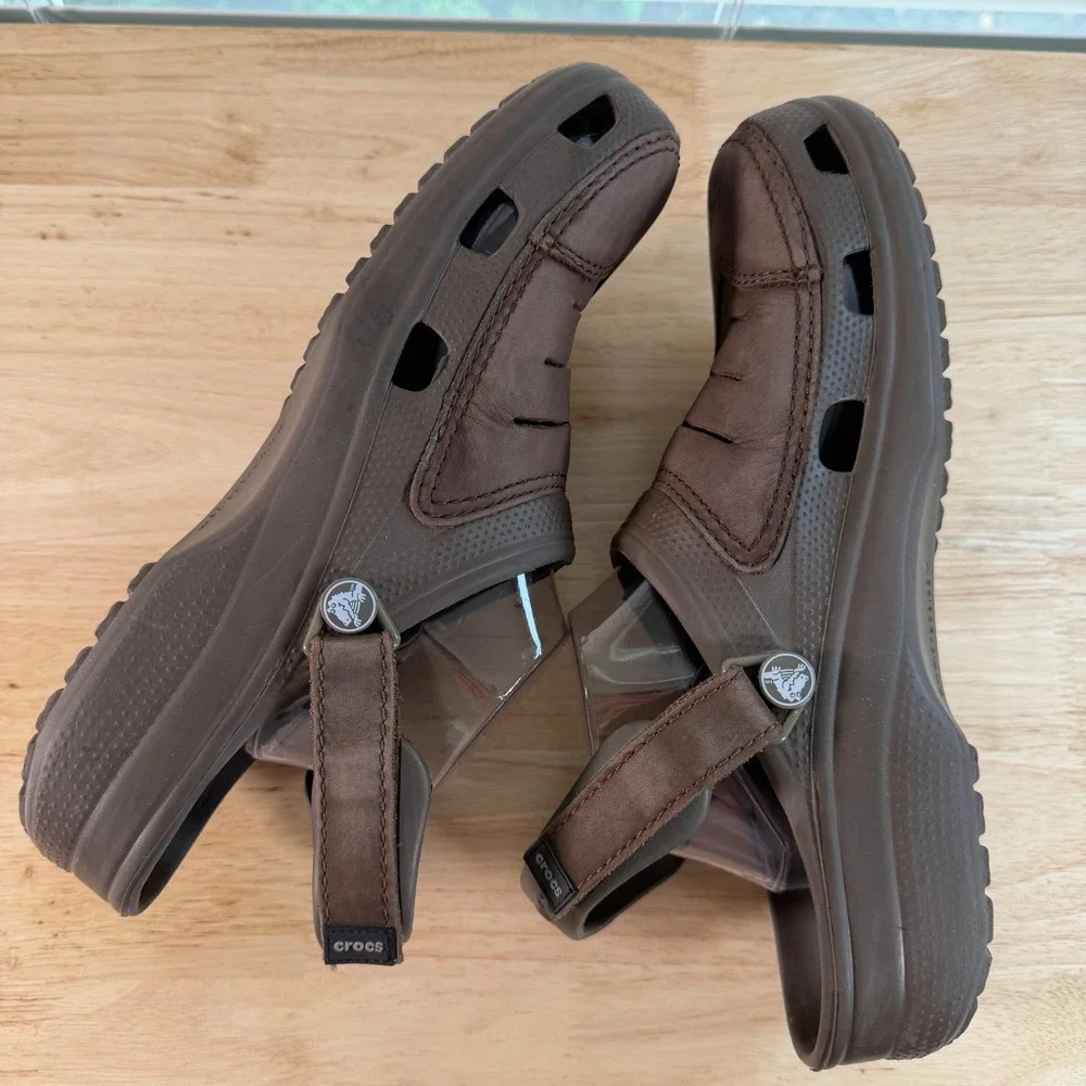 Crocs Clogs Men's Dark Brown Bogota Adjustable Strap Casual Shoes - 11